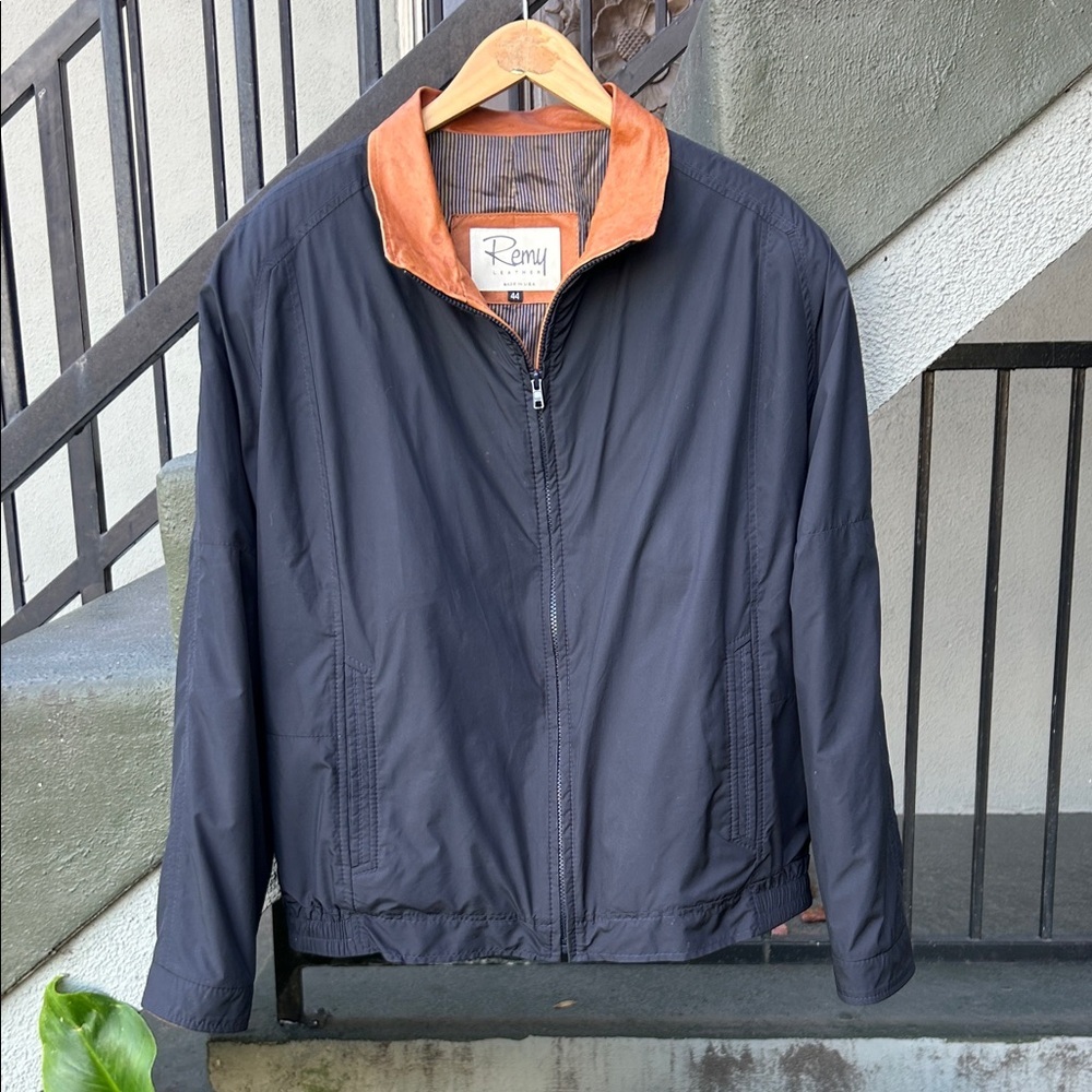 Remy Leather Microfiber Single Collar Jacket Lamb Leather Lined Water Resistant